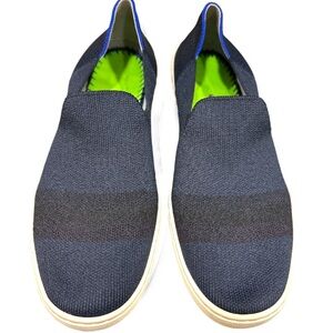 Rothy’s The Original Slip On Sneaker Navy Black and Maroon Stripe Size 8W